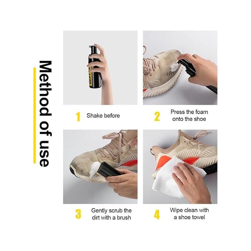 3 in 1 Complete Shoe Care Kit: shoe polish + deep cleaning brush + microfiber towel with effective foaming function, perfect for keeping