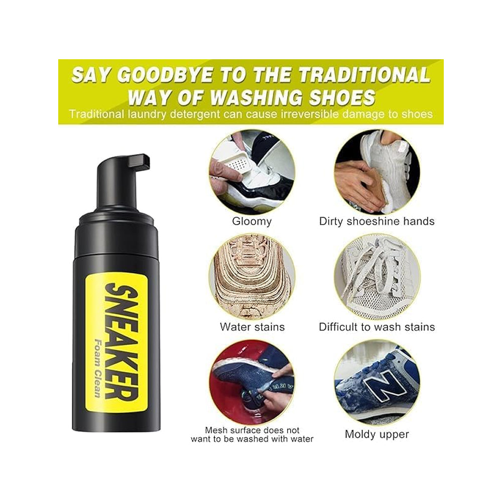 3 in 1 Complete Shoe Care Kit: shoe polish + deep cleaning brush + microfiber towel with effective foaming function, perfect for keeping