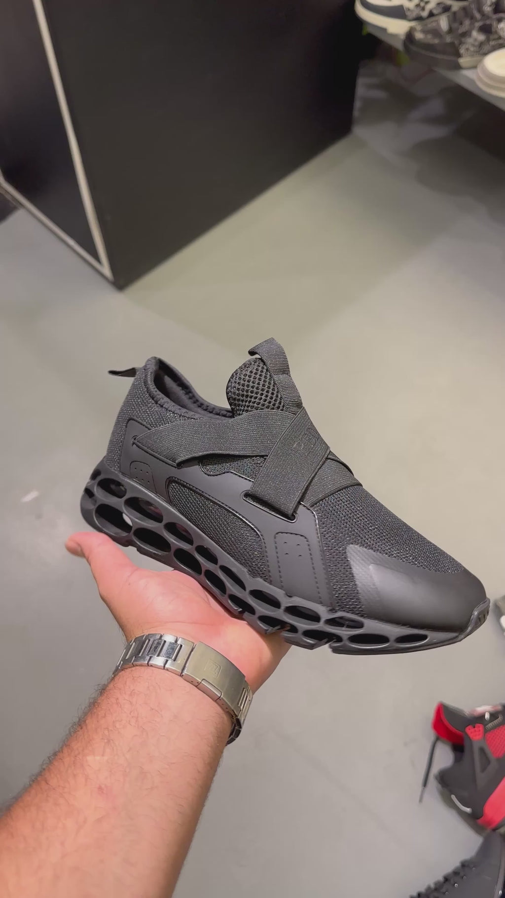 Black Velcro Running Shoe